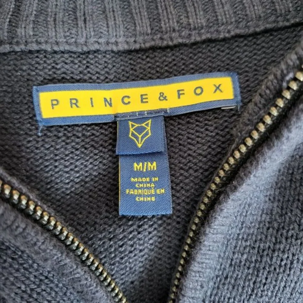 Aeropostale Prince & Fox Half Zip Sweater Men M Navy Cotton Blend‎ Knit Pullover